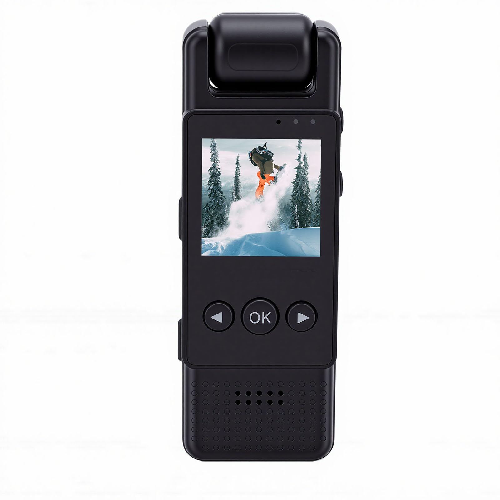 Fotocamera Indossabile 4K, Obiettivo Rotante a 180°, Rilevamento del Movimento, Action Cam Indossabile, Videoregistratore Portatile con WiFi e Display TFT per Vlogging, (128GB)