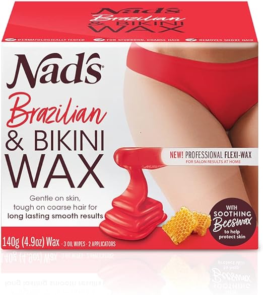 Nad's Brazilian & Bikini Wax Kit, Strip Free Hard Wax, Intimate Waxing