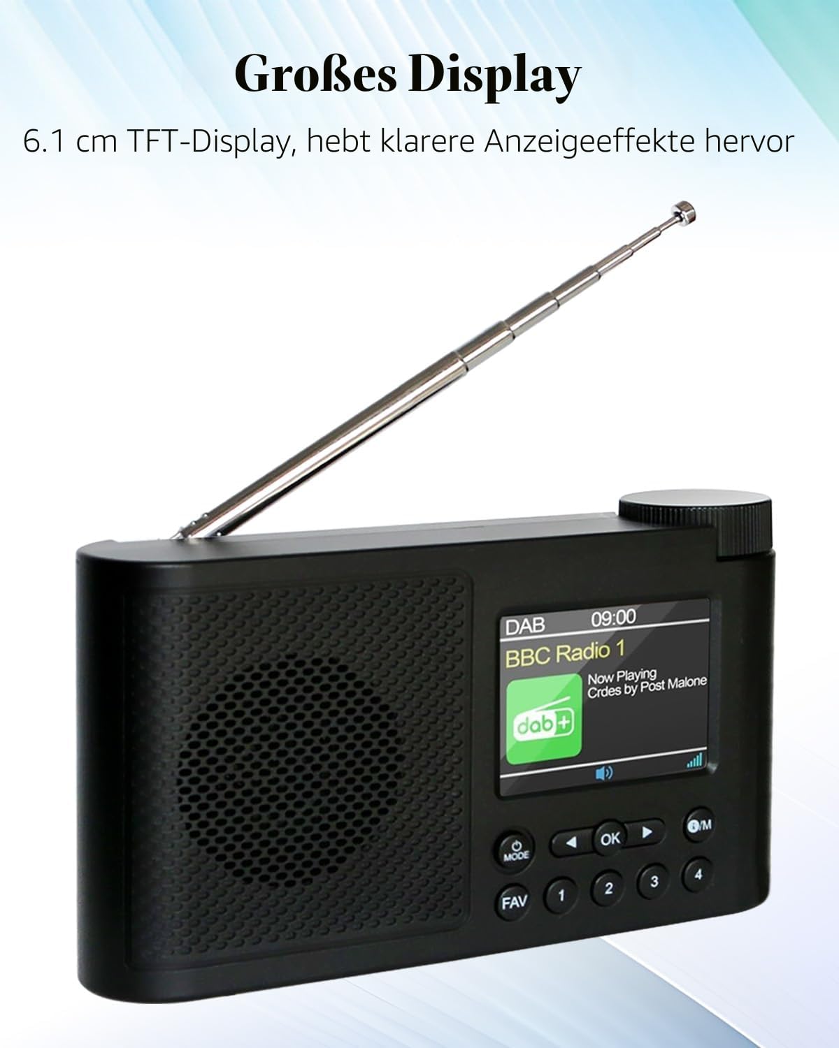 Tragbares DAB Radio Klein, DAB Plus Radio mit Bluetooth, Kofferradio Akku | Mini küchenradio Batteriebetrieben, Digitalradio Alarm, Sleep Timer, 40 Voreingestellte Sender, Großes 2,4-Zoll Display