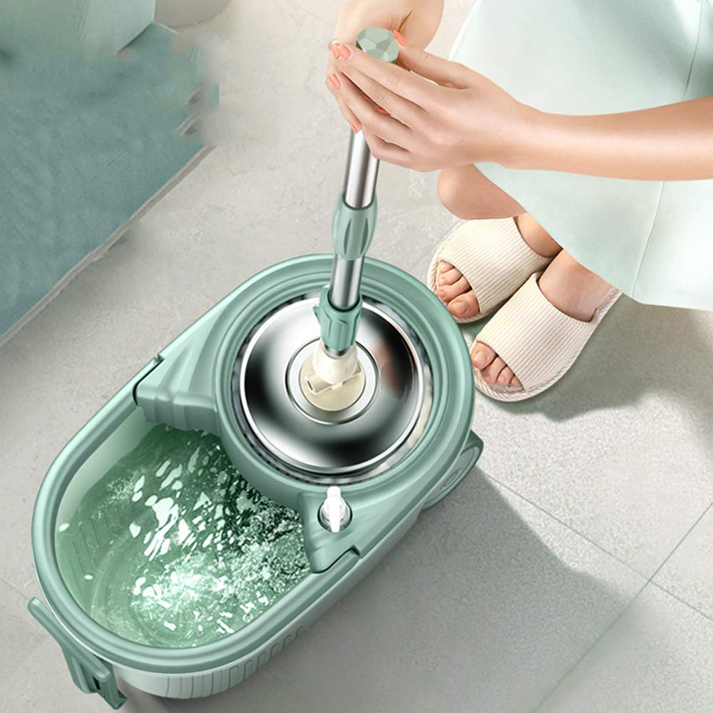 360 Grados de rotación de la Cabeza y los Trajes de algodón de Cubo para fregona de microfibras Verde Nórdica 24.5cm los 46.5cm * 28cm *