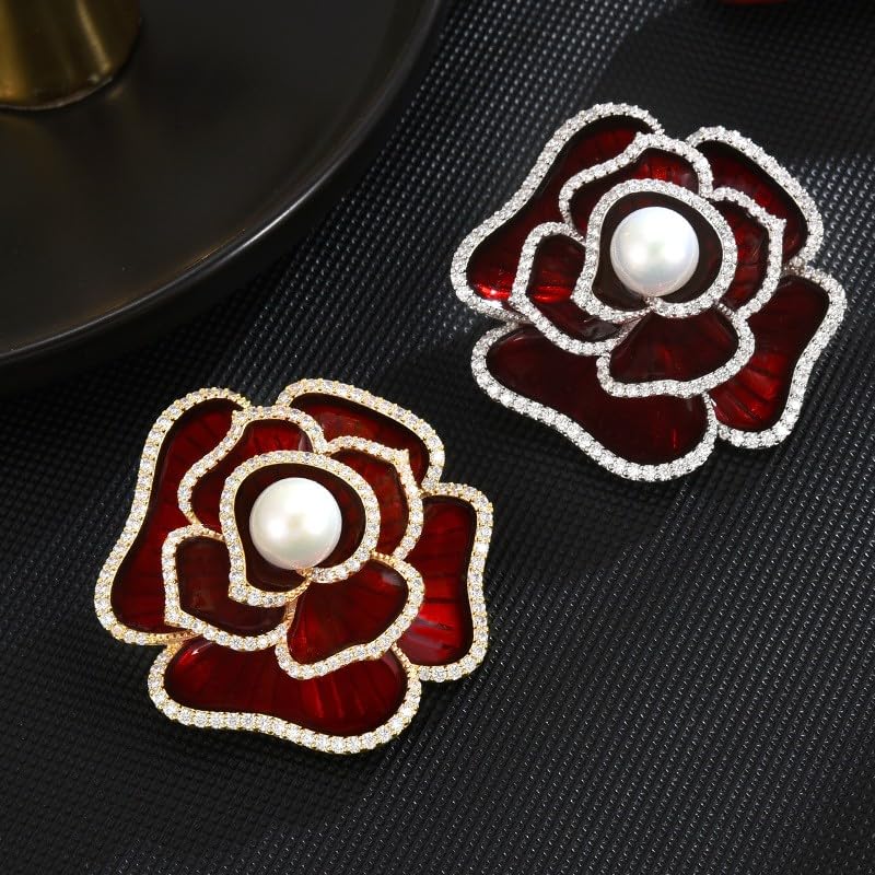 Image of Flower Brooch for Women Rhinestone Flower Brooch Pins Floral Brooches Jewelry Gift for Mom Wife