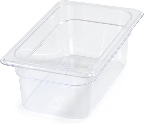 CFS - Sartén de plástico para alimentos, tamaño 14, 4 pulgadas de profundidad, transparente