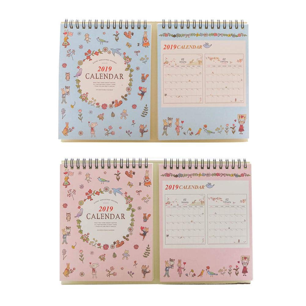 Mignon84Cook Desk Calendar with Stand Flowers Monthly Desk Calendar Ideal for Day to Day Appointments, Home Organisation,Start in July 2018-December Runs 'til 2019