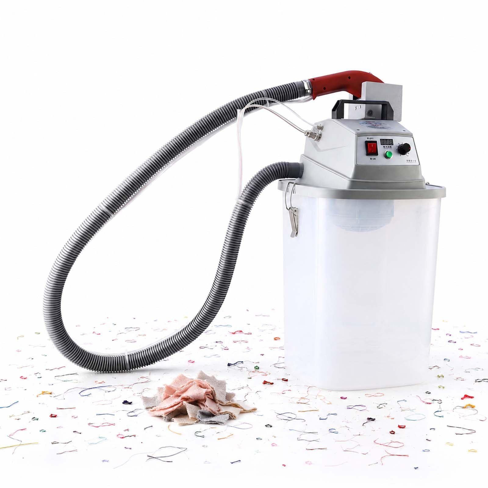 QFGain Thread Suction & Trimmer Integrated – <1mm Leftover, Quiet 65 dB Electric Cutter, Square Bucket, Anti Clog Valve for Apparel Workshop