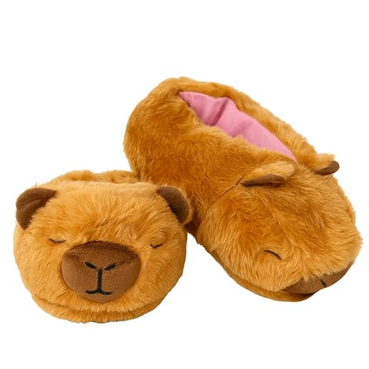 Pantufa Capivara Filó 3D Infantil Adulto Antiderrapante Fofa Marrom