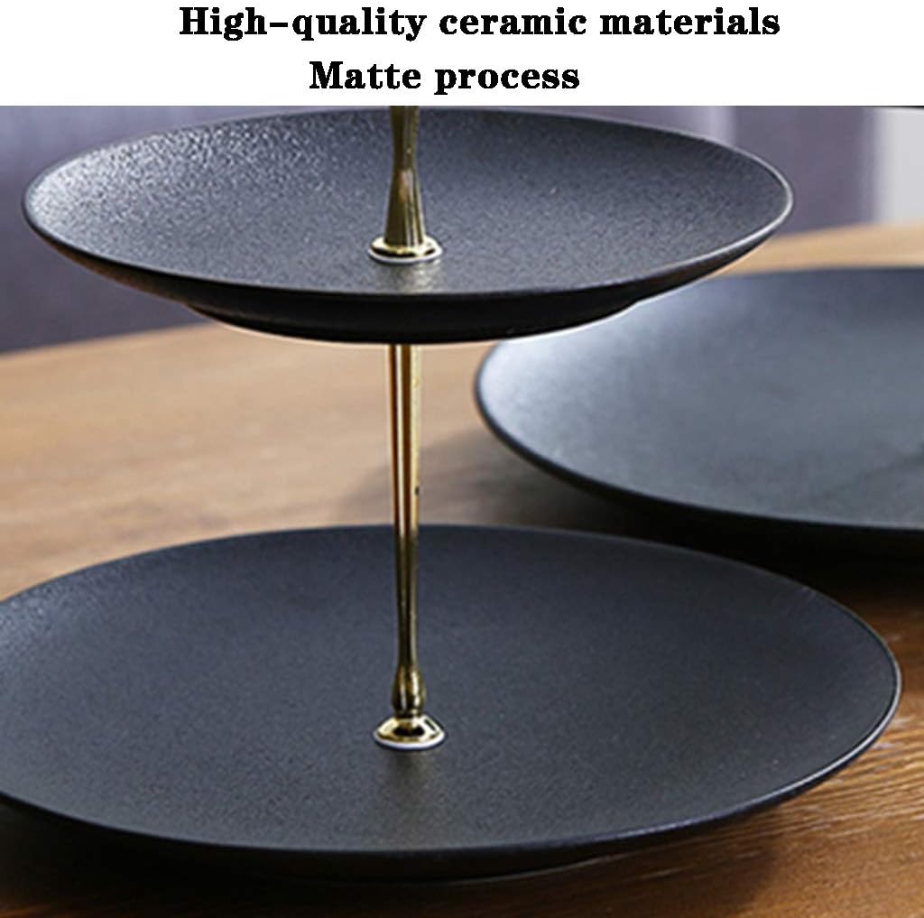 Cupcake Stand Cupcake Stands for Dessert Table European Style Living Room Afternoon Tea Ceramic Snack Stand Modern Creative 2/3 Layer Candies and Dried Fruit Tray Rack Desktop Decoration (Black a 2 l