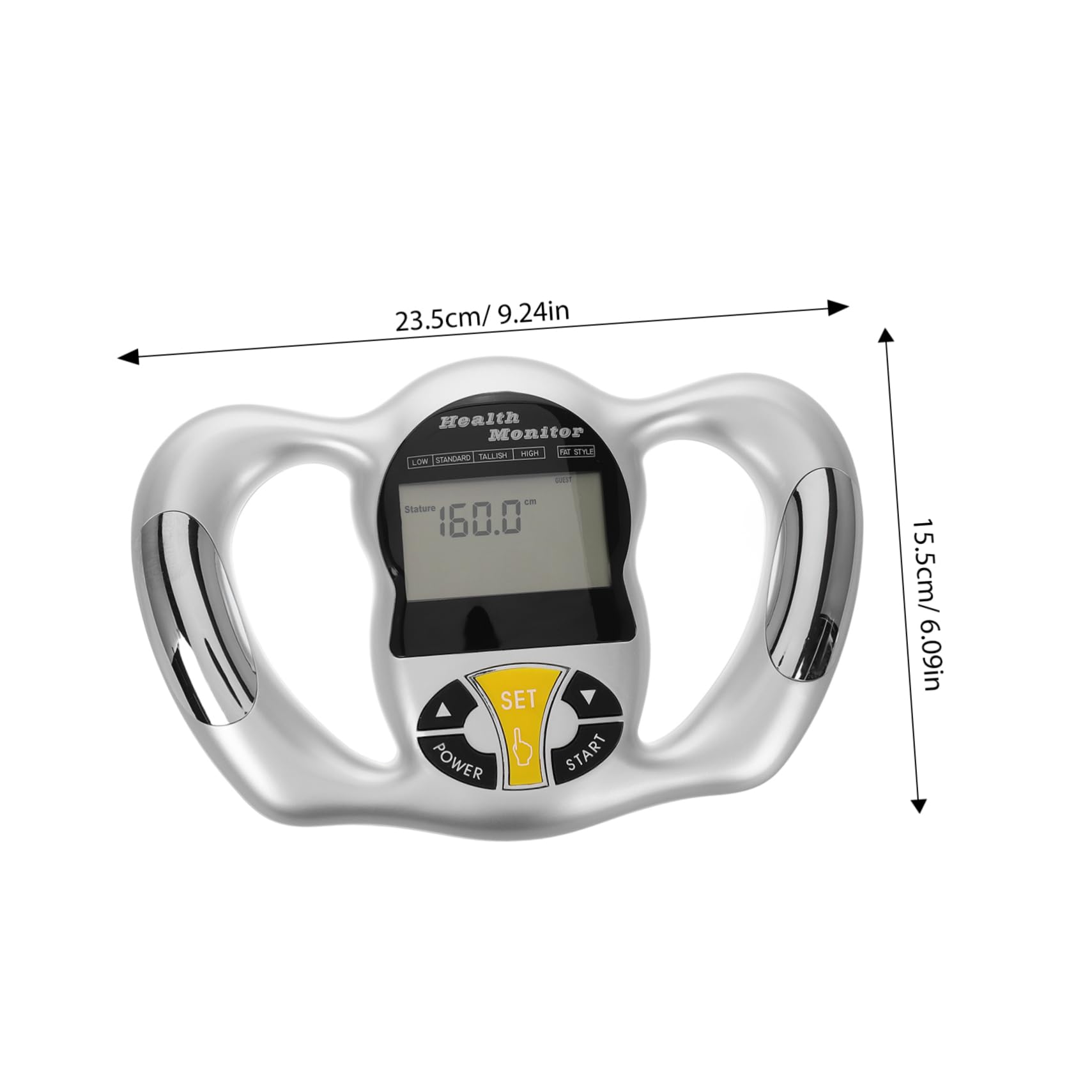 TOBBOMEY Fat Tester Bmi Measurement Tool Digital Health Monitor Body Fat Device Handheld Bmi Machine Fat Calculator Machine Hand Fat Loss Device Body Fat and Calorie Monitor Abs Silver