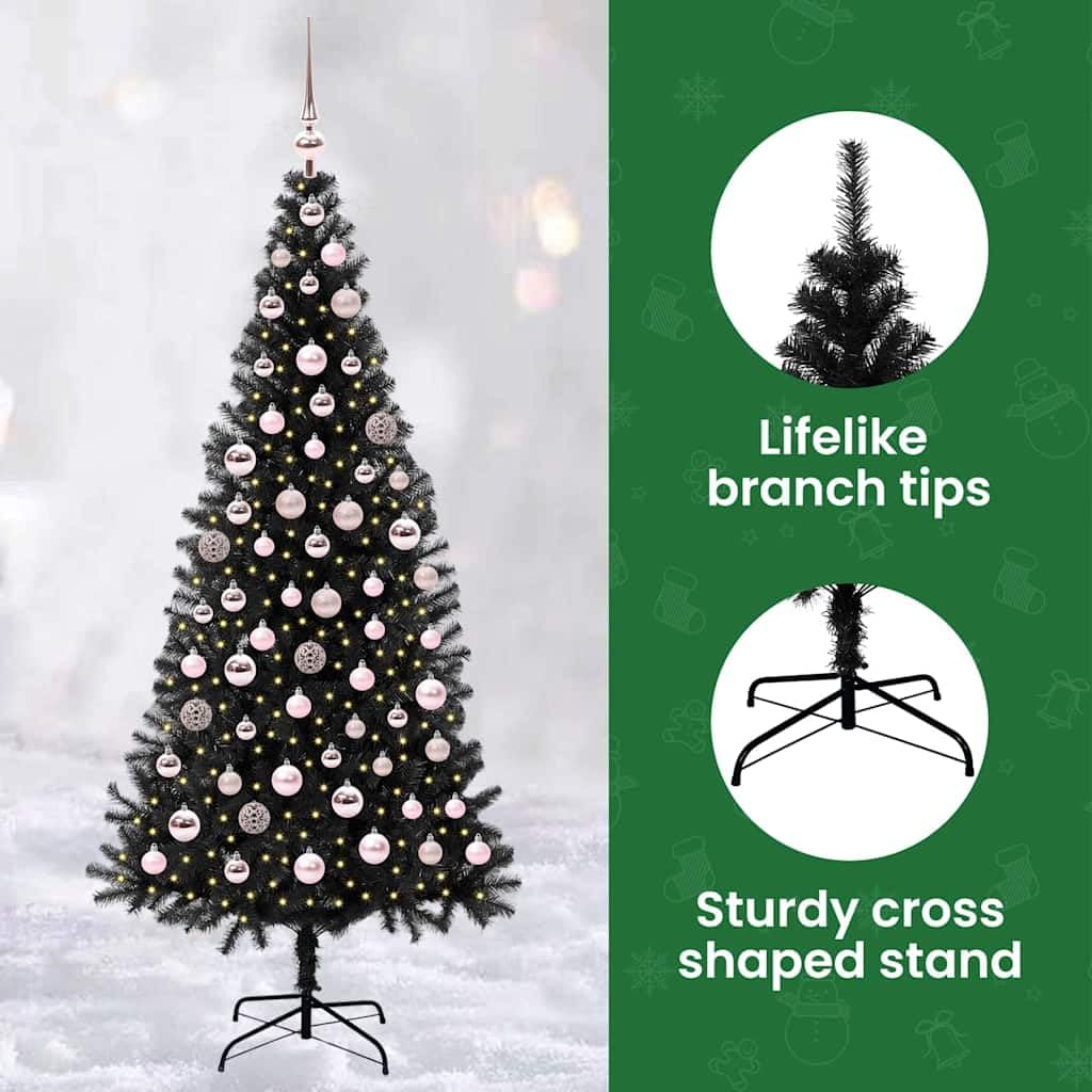 vidaXL Albero di Natale Nero 180 cm PVC