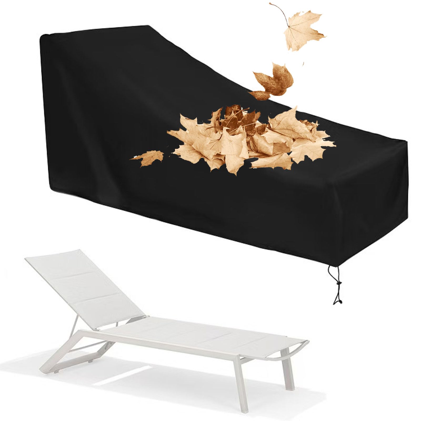 Xuhcly Black-210D Oxford Outdoor Sun Lounger Cover,Waterproof Sunbed Covers For Sun Loungers,Oxford Fabric Garden Sunbed Protection Cover Waterproof Rattan Sun Lounger Covers (Size:210x75x40/80Cm,Color:black-210D Oxford)