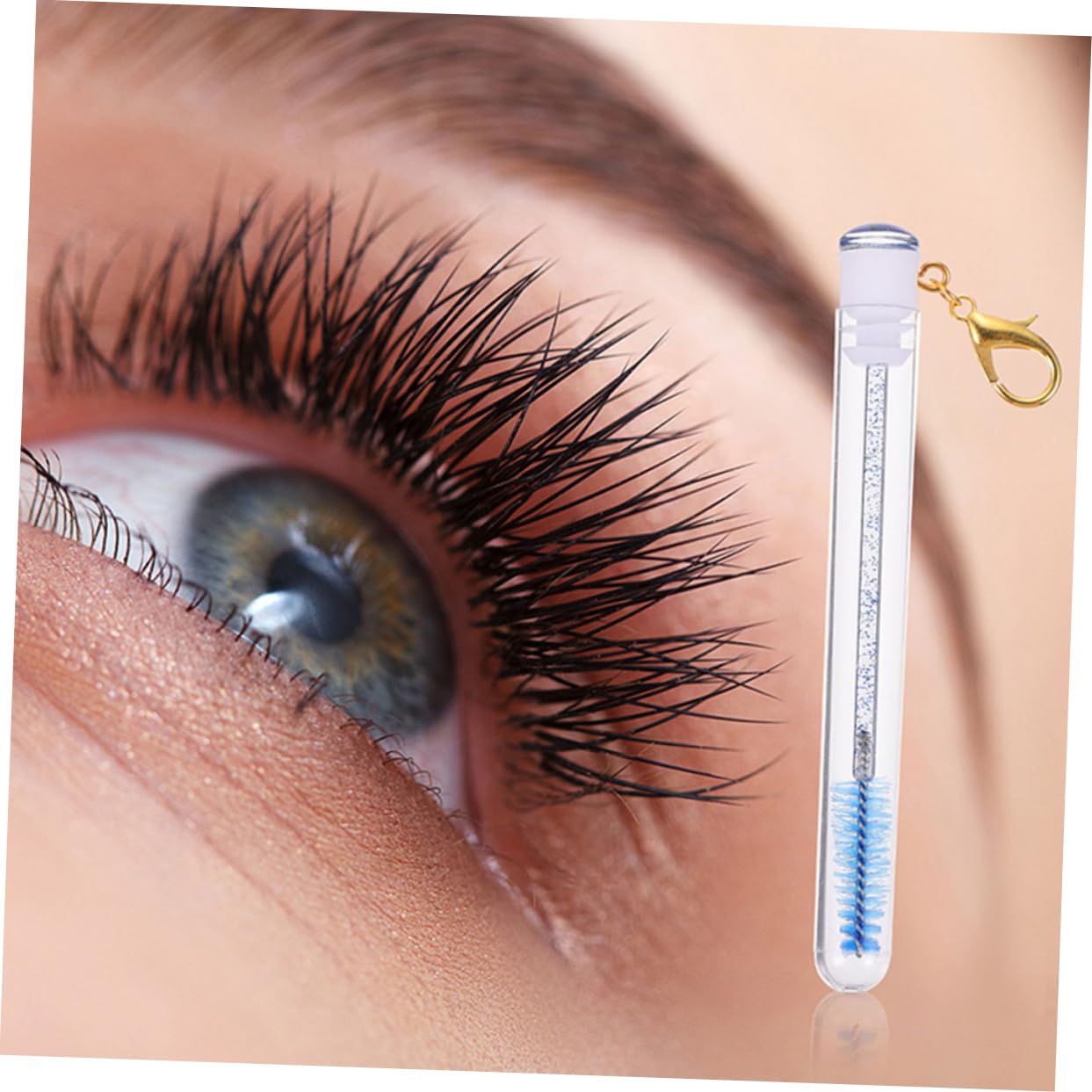 Vaguelly Eyelash Brush Keychain Mascara Wands Tube Empty Mascara Tubes Lash Wand for Extension Makeup Applicator Travel Size Bottle