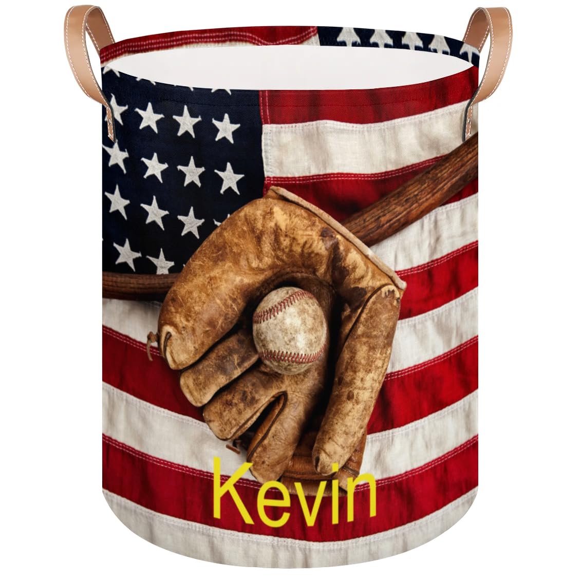 Personalized Laundry Basket for Kids Baby Collapsible Circular Custom Laundry Hamper with Name Customized Dirty Clothes Storage Organizer with Handles