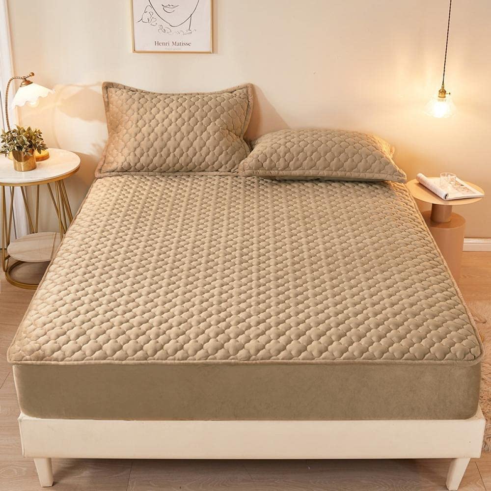 Fitted Sheet for Standard Mattress and Air Bed Mattress Queen Purple Crystal Velvet Bed Sheet Thick Quilted Warm