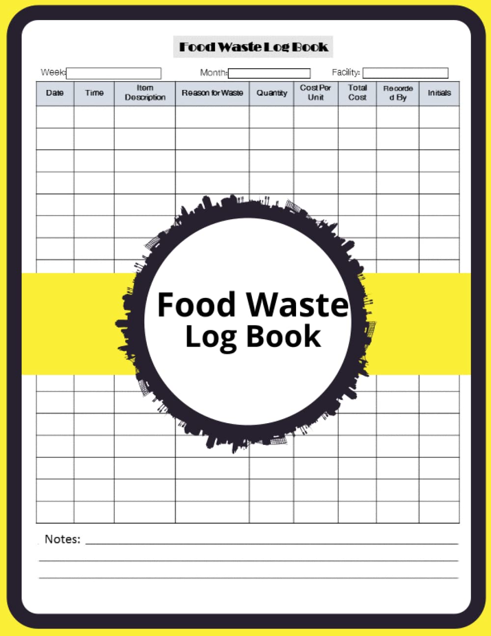 Buy Food Waste Log Book Kitchen Log Book, Food Wastage Tracker for