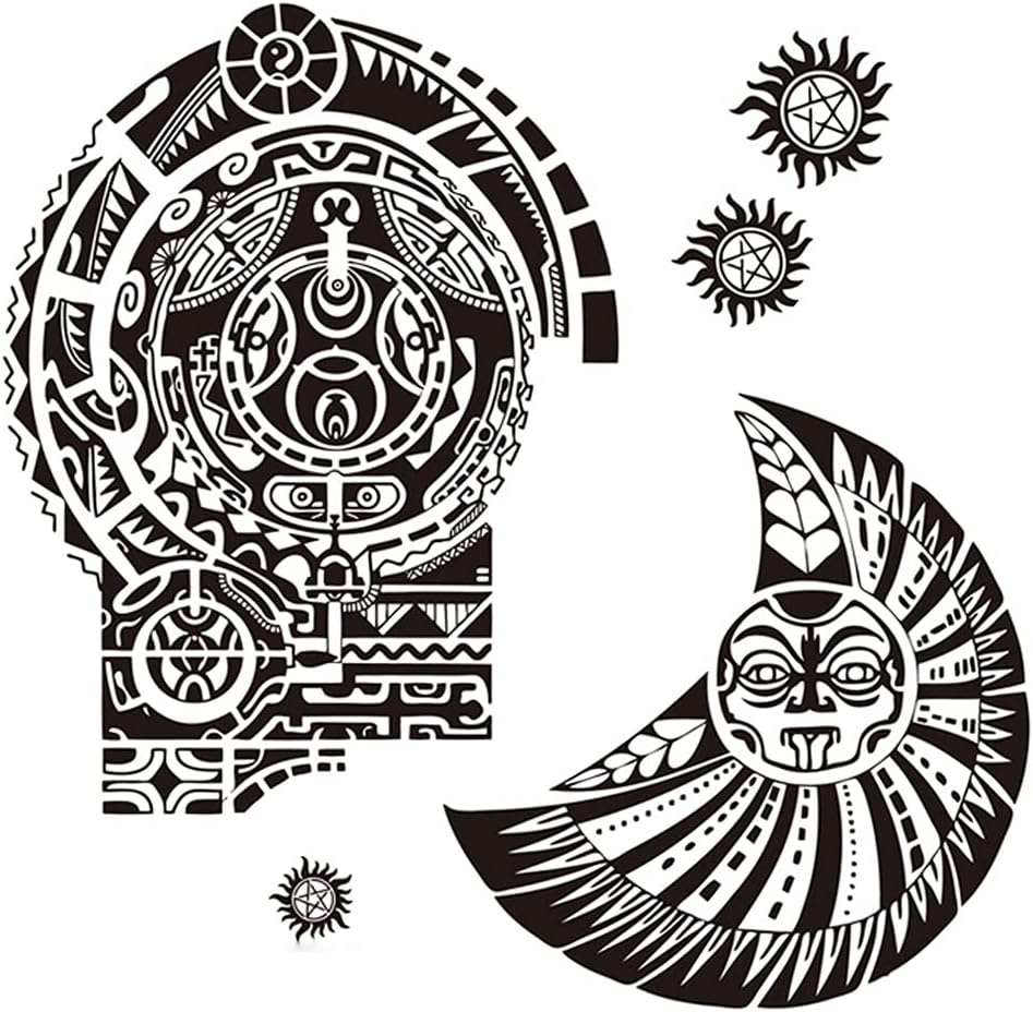 LEOARS (Set 1: Dwayne Tattoos) - 2 Sheets Extra Large Temporary Tattoo Similar The Rock Arm Chest Big Totem Body Tattoos Sticker for Men Women Make Up Waterproof Fake Tattoo