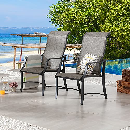 Image of LOKATSE HOME Patio Dining Chairs with High Backrest Teslin Bar Set of 2 Outdoor Metal Furniture for Garden Patio Pool Yard