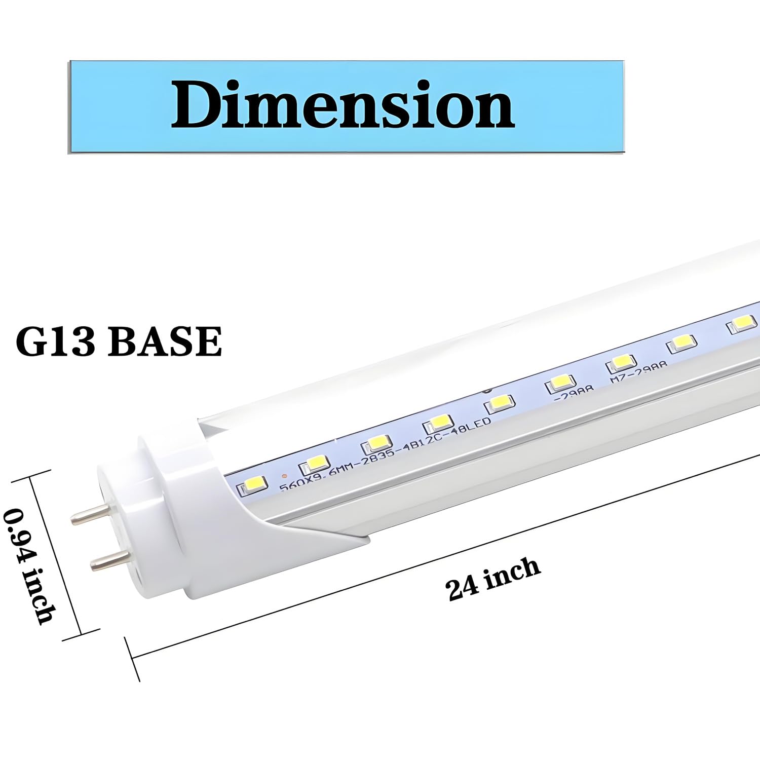 Tubo de luz LED T8 T10 T12 de 2 pies, repuesto de tubo fluorescente LED de 8 W, 24 pulgadas, equivalente a 20 W, 1120 lm, 6500 K blanco frío, derivación de balasto, cubierta transparente