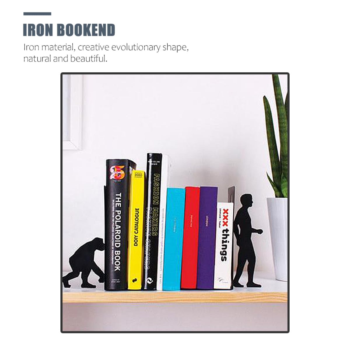 Metall Buchstütze 1 Satz aus Eisen für Bücher und Akten Schwarz | Büro und Wohnzimmer, zum Ordnen von Tisch und Regal, 1 Satz, Schlichte Form