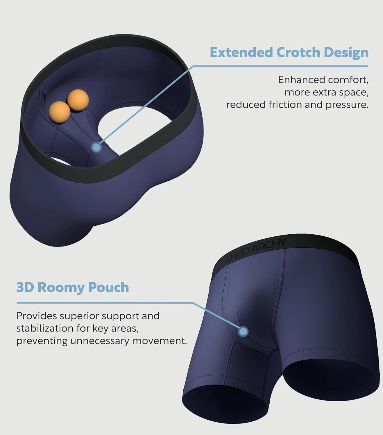 DAVID ARCHY Men's Underwear Modal Knit Texture Breathable, Ultra Soft Stretch Cooling Boxer Briefs with Pouch 4 Pack - Image 4