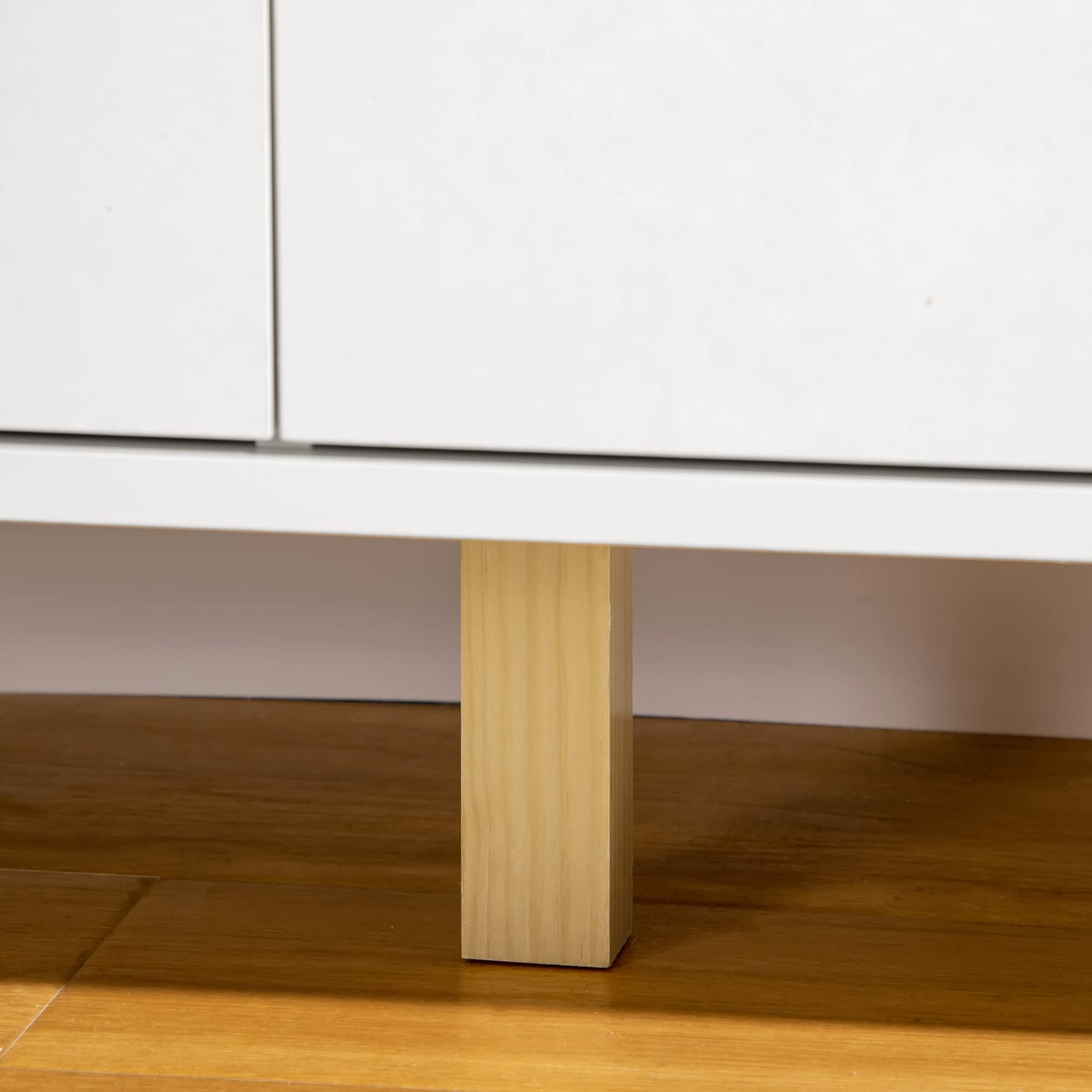 HOMCOM Commode 6 tiroirs Armoire avec tiroirs Meuble de Rangement Pieds en Bois Massif Style Moderne 120 x 40 x 76 cm Blanc