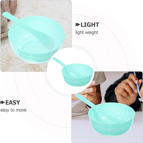Miniatura 4 de Juego de 5 cuencos para mezclar arcilla y pegamento, recipientes de plástico seguros con cucharas verdes 3 34 pulgadas para manualidades de niños