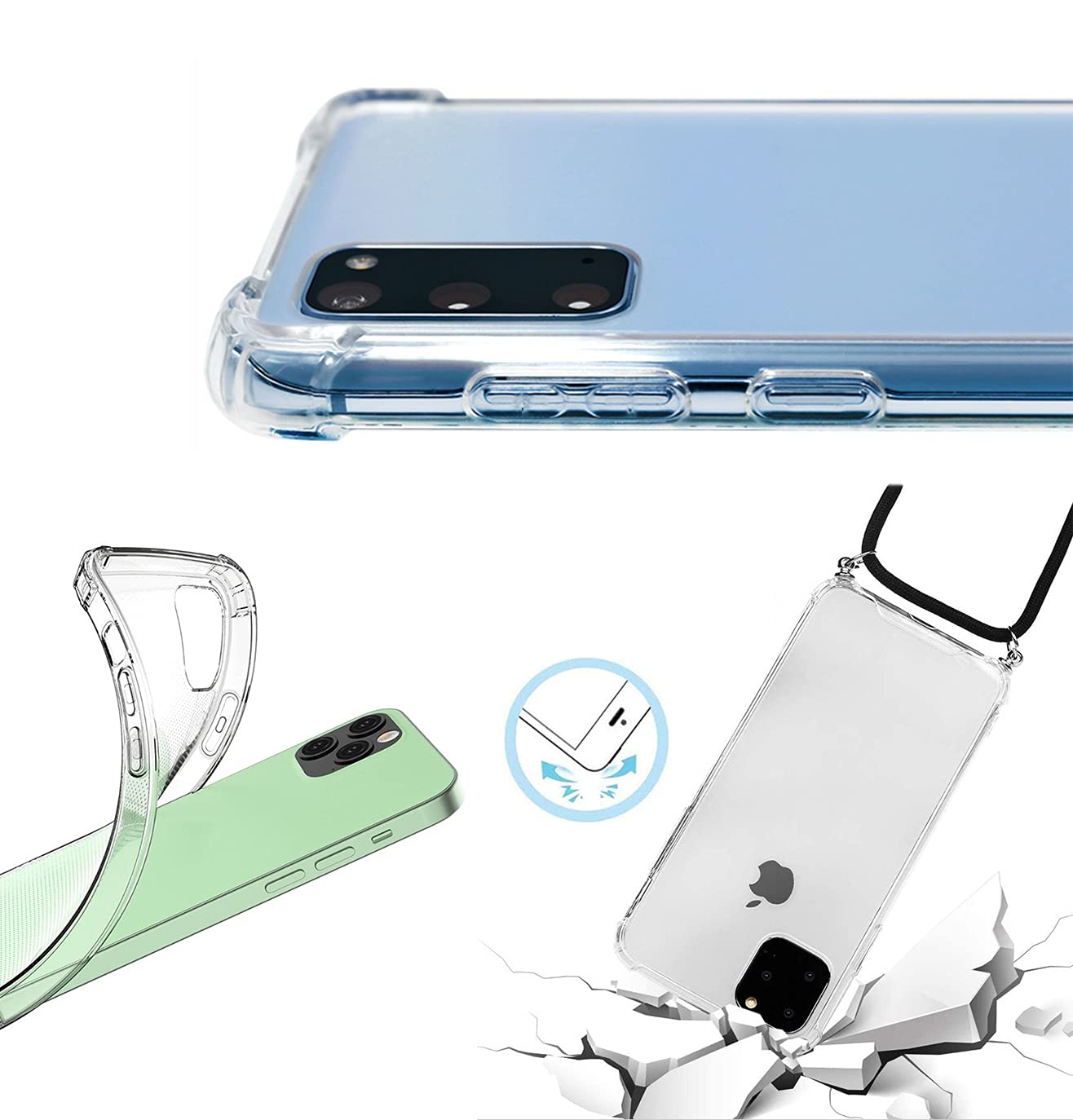 Cover Catena Cellulare Compatibilecon Per OnePlus Nord 2T 5G,Back Case in silicone con laccio metallico Per il collo-Custodia con cordino in metallo,Catena a Maglie,Custodia Per Cellulare