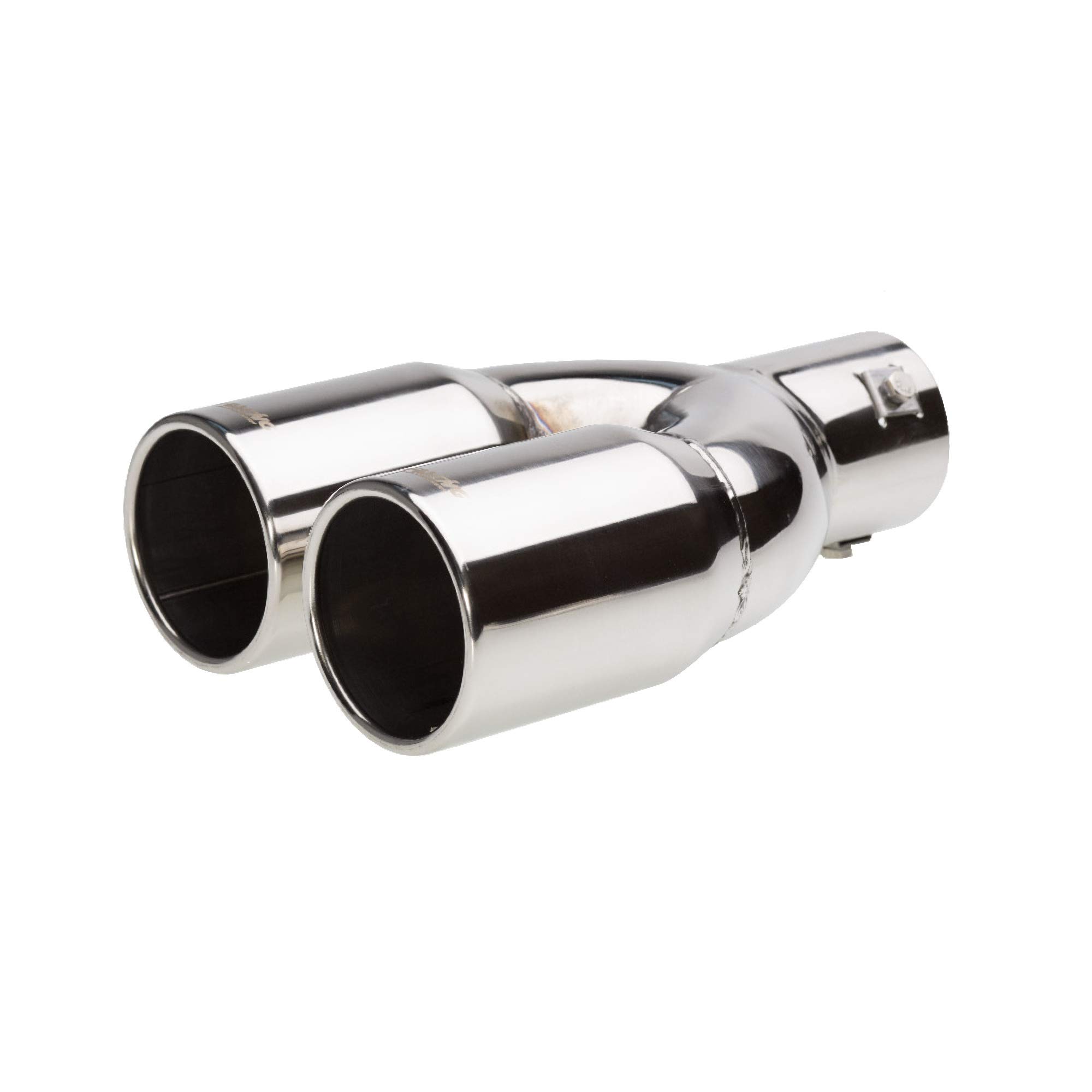 Simoni Racing Cola de Tubo de Escape Deportiva Doble Redonda Acero Inoxidable - Ø76xL230mm - Montaje ->61mm