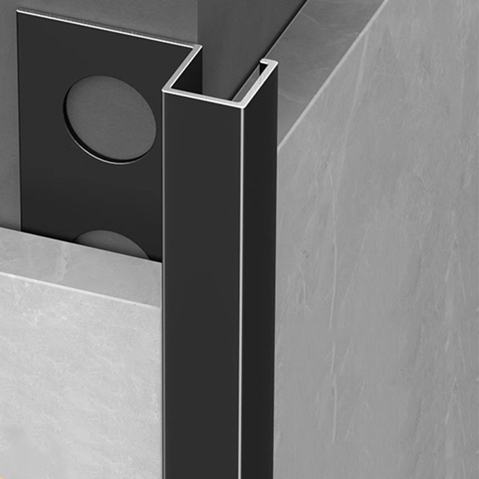 Perfil Angular De Aluminio para Remate De Baldosas, 90 Cm* 3 Piezas Perfil Angular DecorativoRegleta para Remate De Baldosas En Suelos Y Paredes Perfil Protector(Matte Black,10mmx10mmx0.9m)