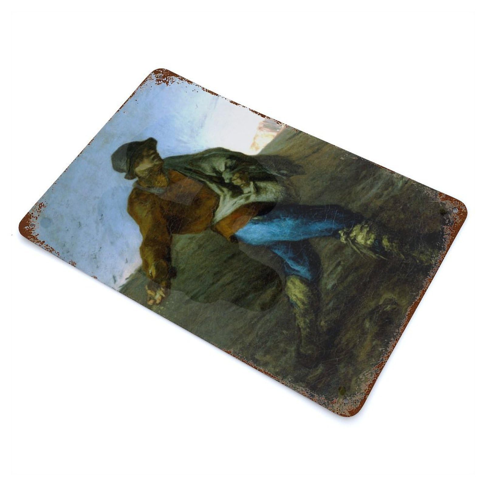 The Sower by Millet 11.8"x7.9" Rusty Metal Tin Sign, Novelty Wall Decor for Cafe, Home Bar And Lounge Decor