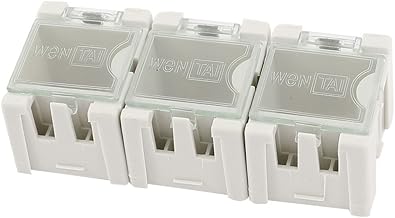 Aexit Organizador da caixa de armazenamento de componentes eletrônicos SMD de plástico 3 unidades branco