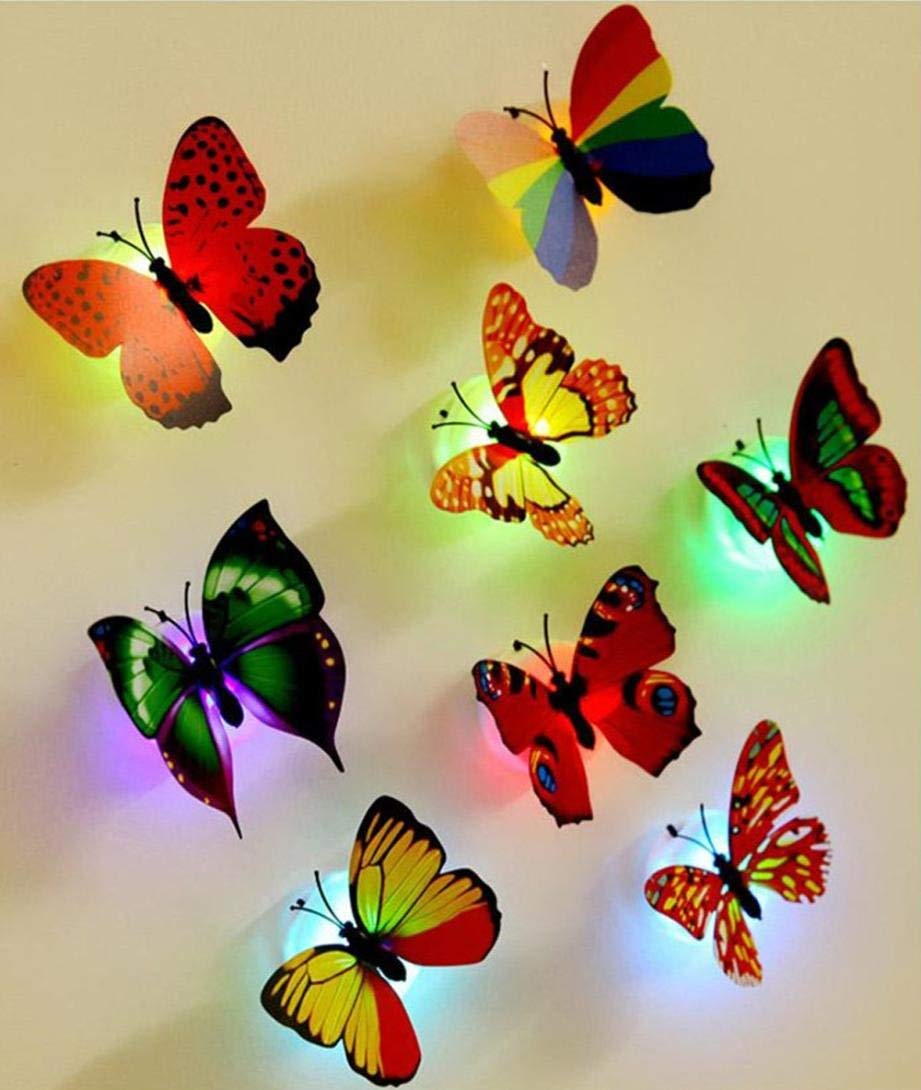 Premium Quality LED Lights Wall Sticker 10 Pcs Wall Stickers Butterfly LED Light Wall Stickers 3D Home Kitchen Kid's Bedroom Decoration