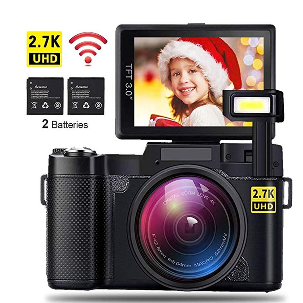 Digital Cameras, Full 1080P 24M 4X Zoom Compact Digital Camera with 3.0 Inch LCD Monitor, 180° Wide Angle Portable Camcorder Support 32G TF Card for Adult, Seniors,