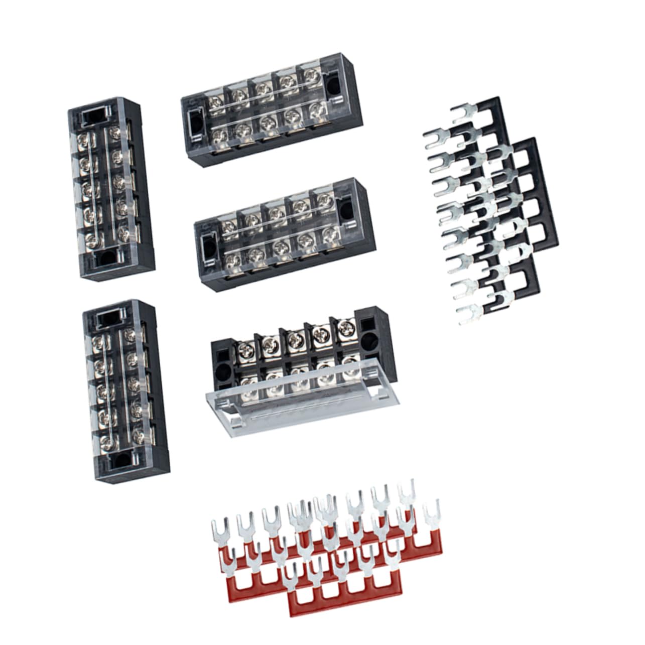 SOLUSTRE 10 Sätze Klemmenleisten Klemmenpfostenverbinder Barriereverdrahtung Klemmenblockschraube Stromverteilungsklemmenleiste Schwarzer Kunststoff Pbt
