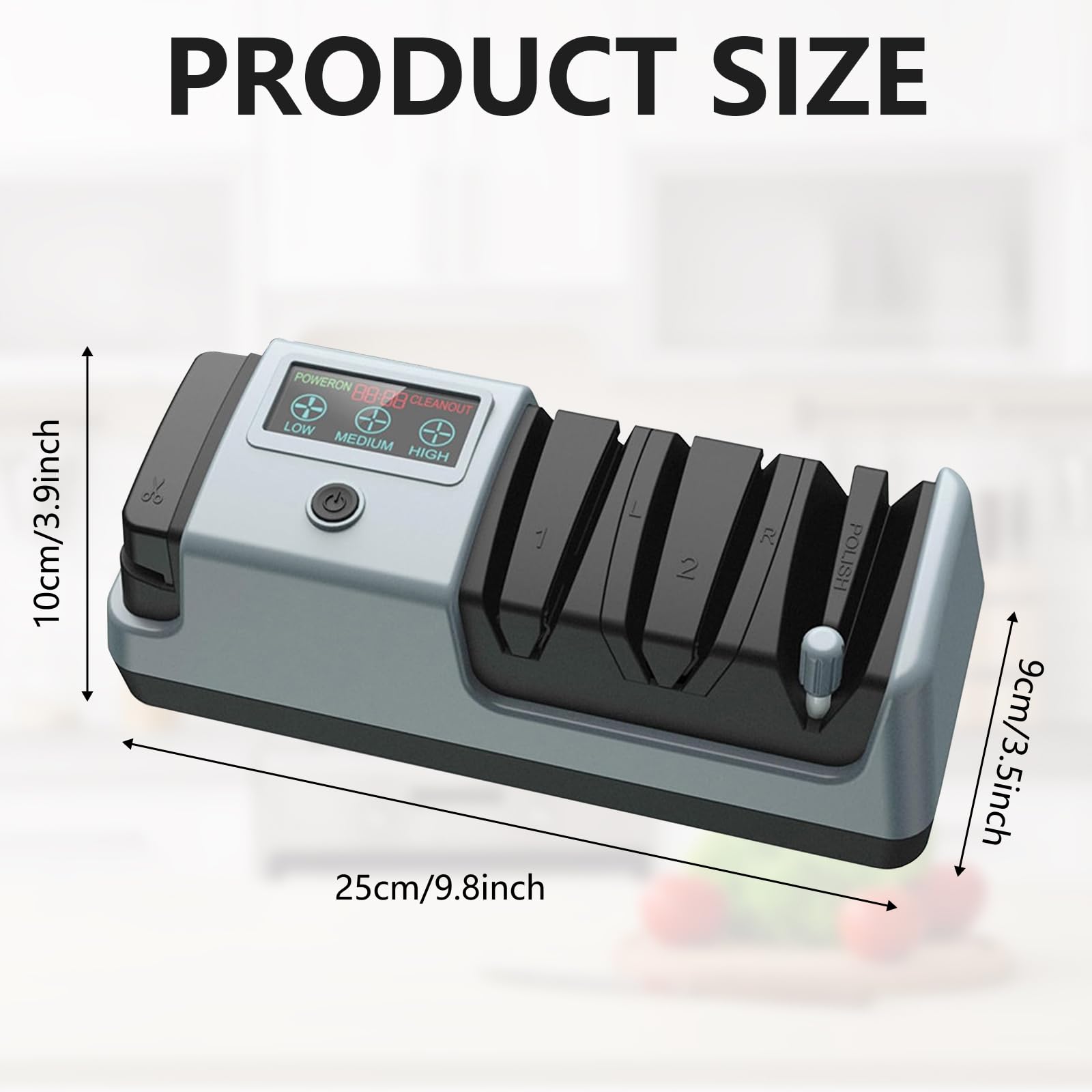 Affilacoltelli Elettrico, Affilacoltelli Multifunzione a 3 Velocità Diamantati con Display Guide Precise per Coltelli da Cucina, Forbici e Cacciaviti