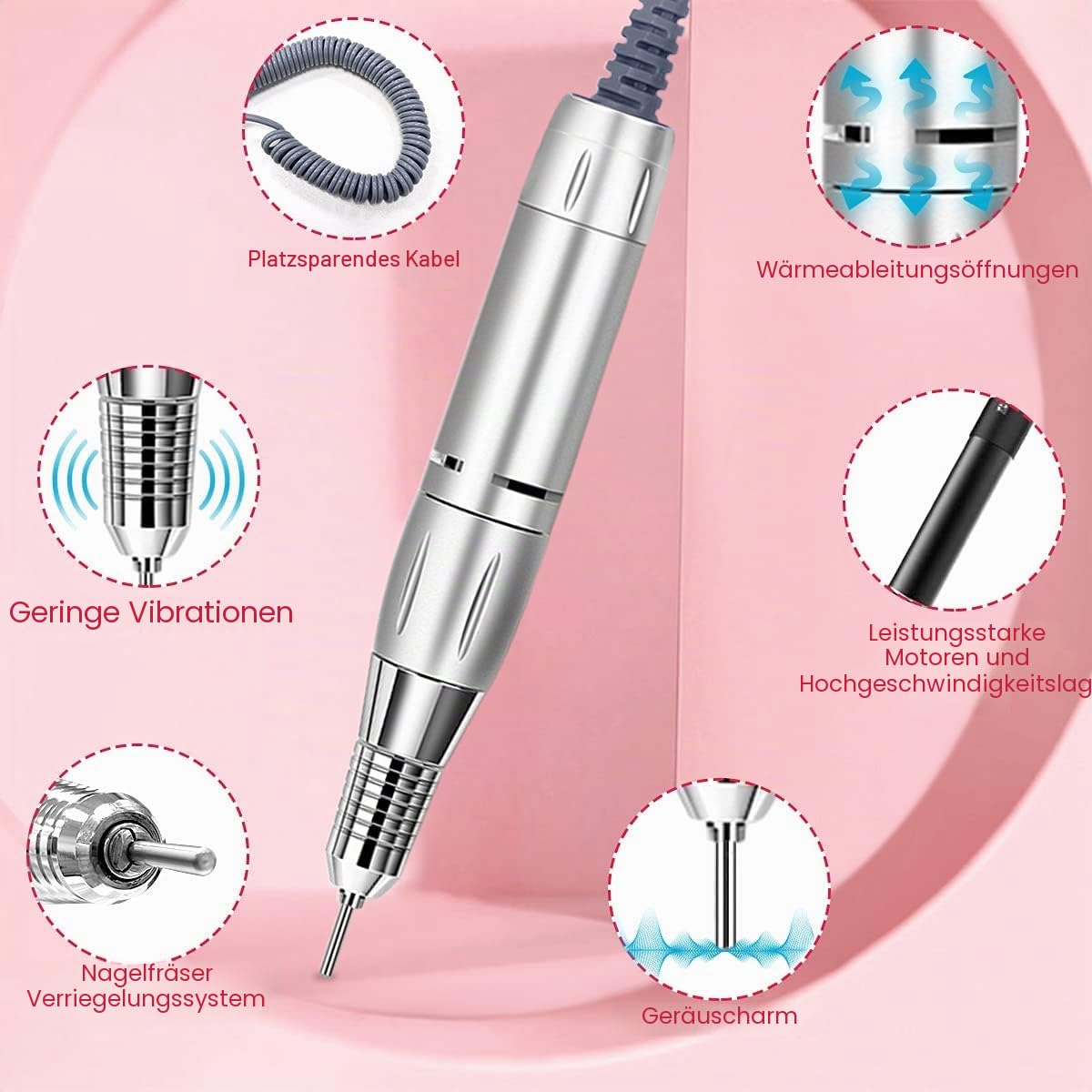 Nagelfeile Elektrisch für gelnägel,NAILGIRLS 11 in 1 Nagel Fräsmaschine,35000 U/Min Nail Drill Nagelfräser Set,Maniküre Pediküreset Elektrisch Nagelfräser für Acrylnägel mit LED-Anzeige und Fußpedal