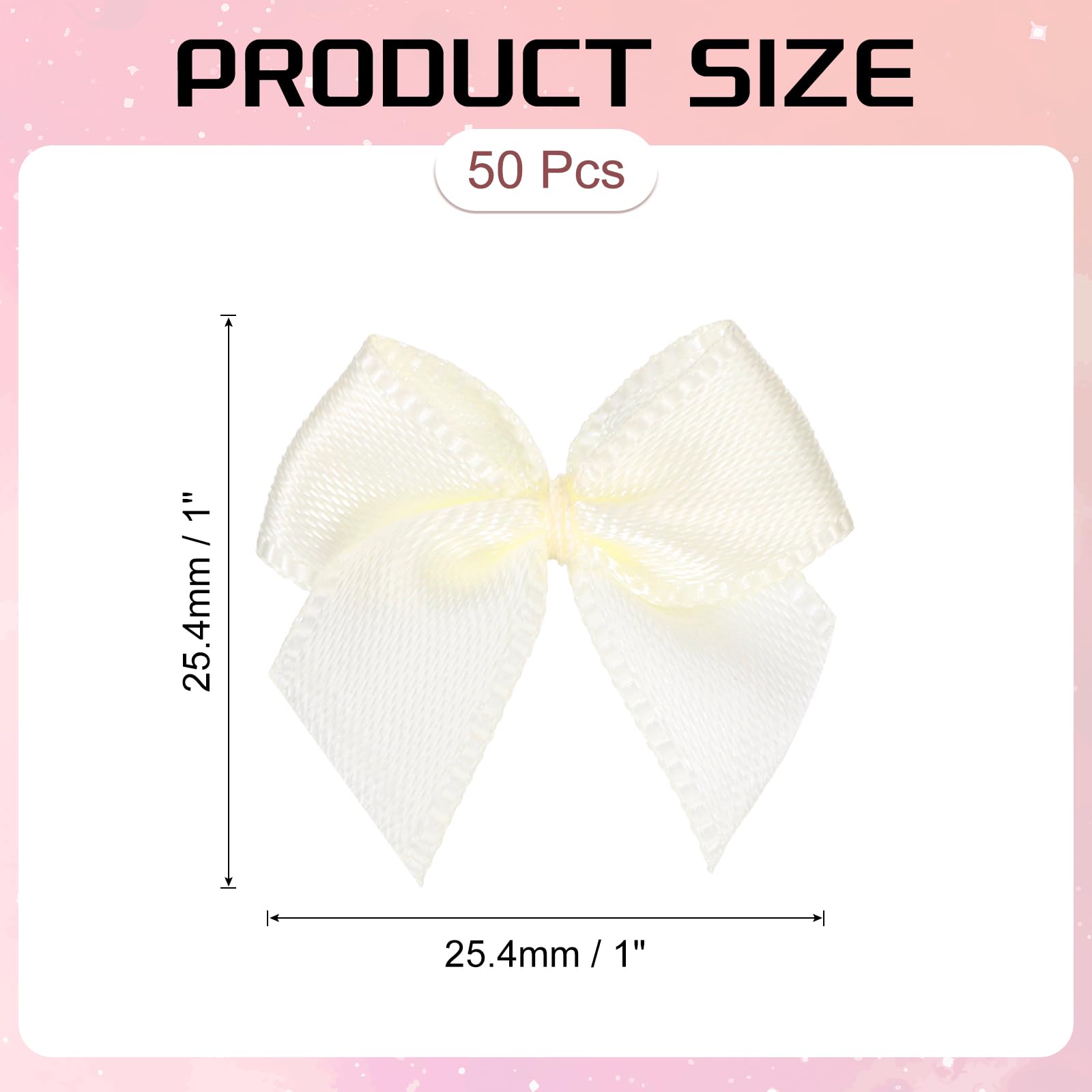 PATIKIL 1 Pouce Mini Nœud En Ruban 50 Pièces Fleurs En Ruban En Satin Appliqués Pour Bricolage Couture Décoration De Mariage Fête, Crème Pâle