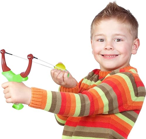 Miniatura 4 de ArtCreativity Slingshot para niños con 3 bolas de espuma, juguetes al aire libre para niños y niñas, juguetes de disparo para niños, para patio,