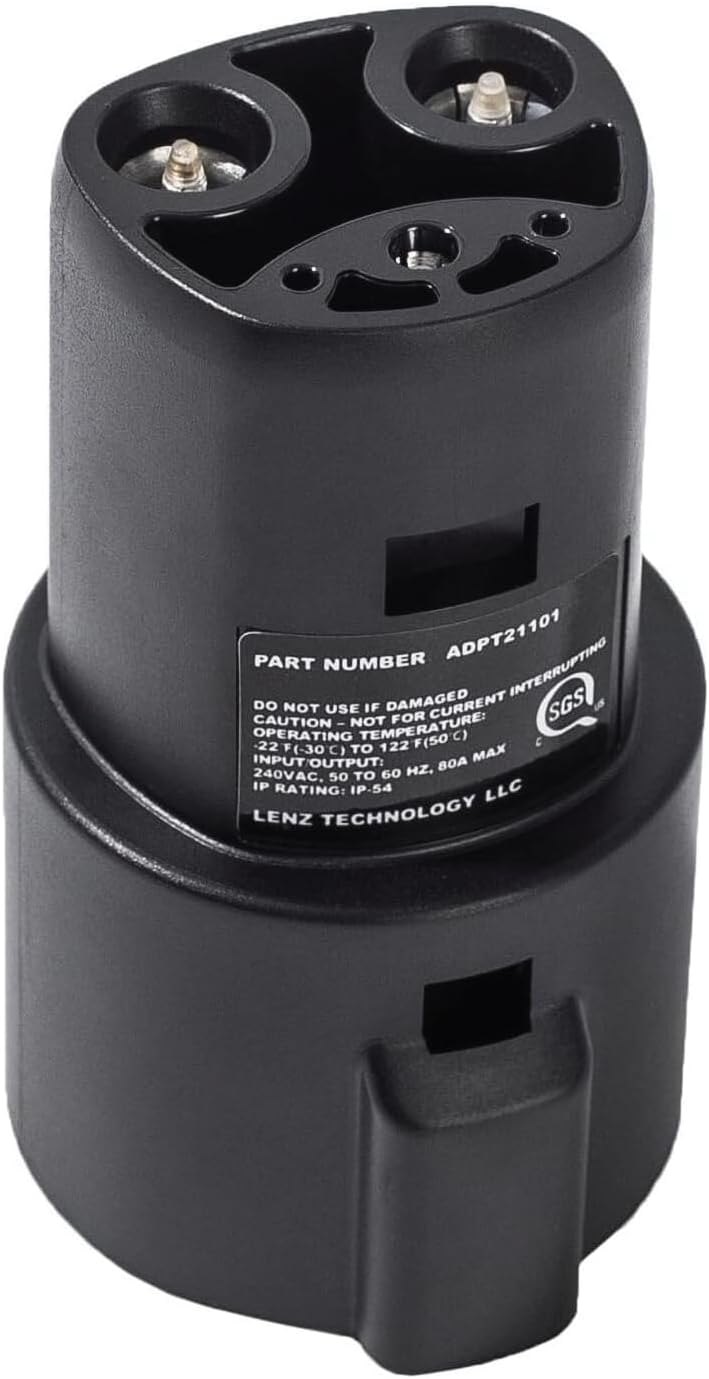 LENZ J1772 Charging Adapter for Tesla Model 3 Y S X [Safety Certified] 80A/240 VAC, Optimal Fit, Easy Setup (SAE J1772 EV Adapter for Tesla Cars ONLY)