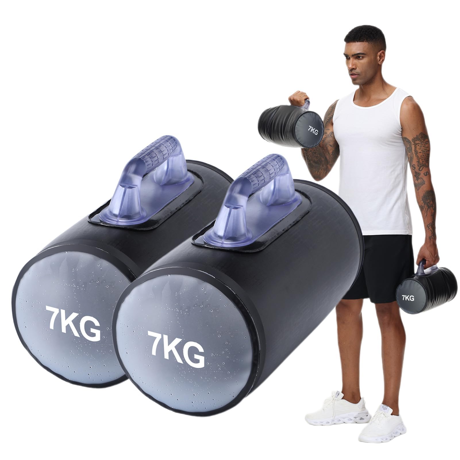 DEIRIS Water Dumbbells, Water Filling Dumbbells, Portable Weight Bags, Water Weight Up To 14kg/Pair