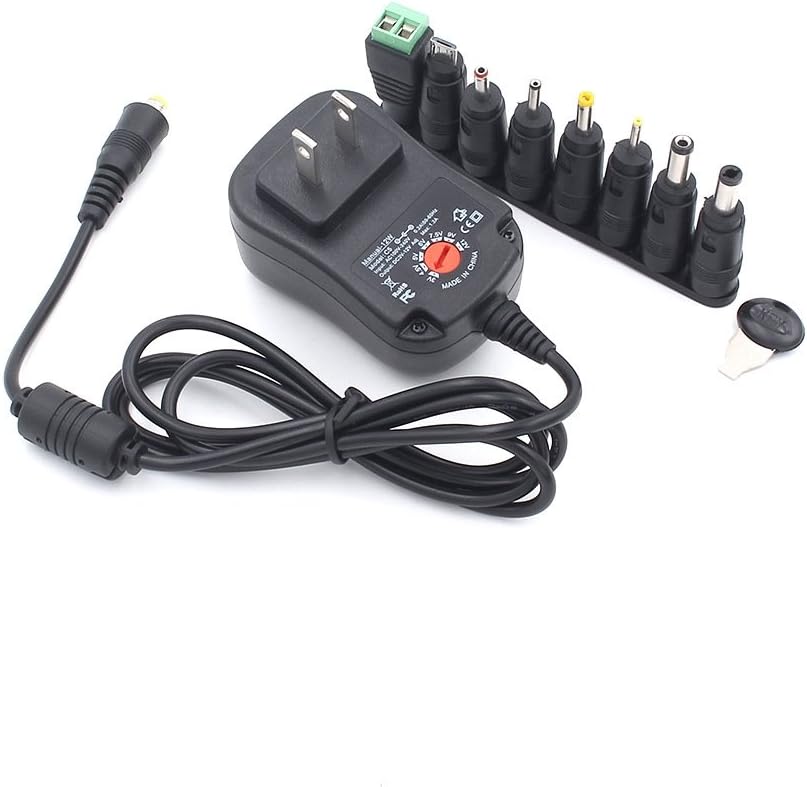 12W AC DC Universal Power Adapter with 8 Adapter Tips,Multi Voltage Switching Power Supply, 3V 4.5V 5V 6V 7.5V 9V 12V 1A for Household Electronics Routers Speakers CCTV Cameras Aromatherapy Diffuser