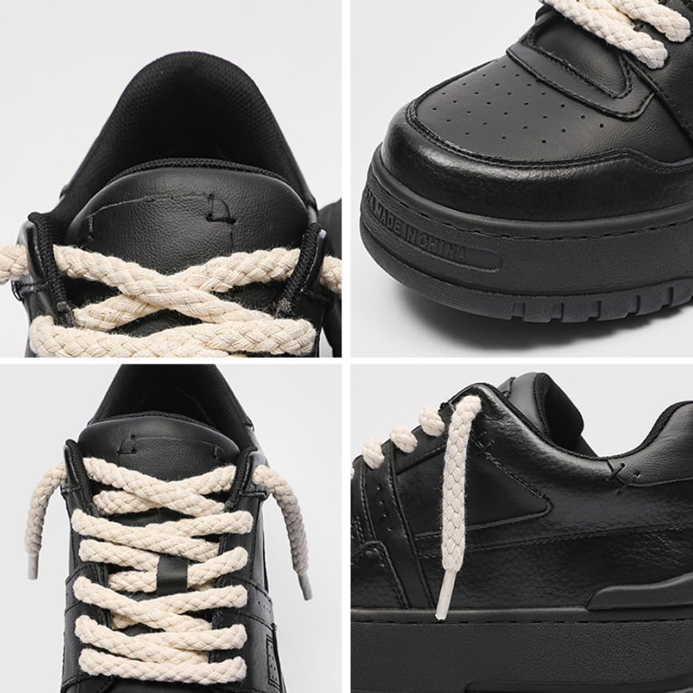Par de Mocasines de Cuero con Suela Gruesa Estilo Retro Que Aumentan la Altura Casuales Resistentes al Desgaste y Antideslizantes