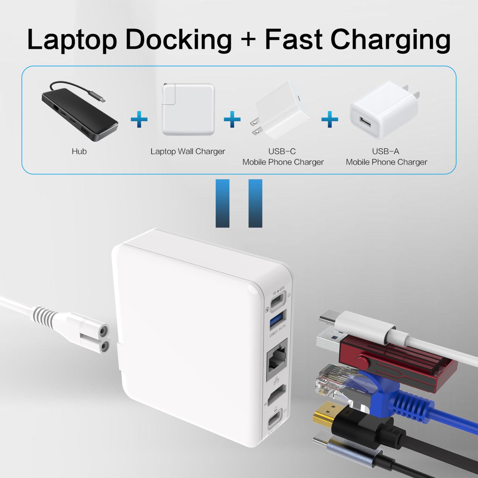 Mutifunction 5 Porte Pocket TV Docking Station Adattatore di Ricarica Caricatore Rapido Adattatore di Ricarica per Nintendo Switch/Console OLED
