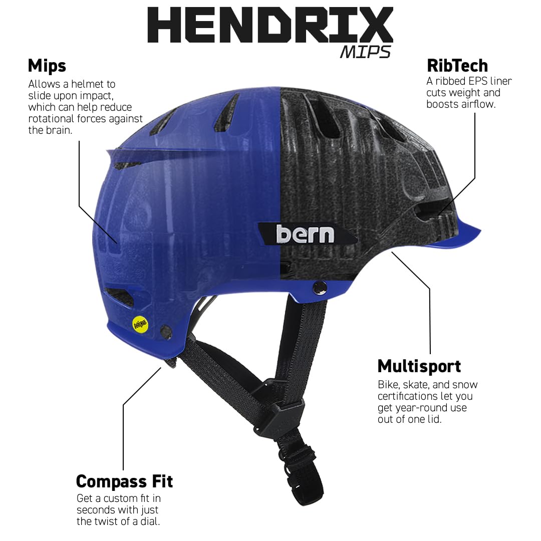 Casco Bern Hendrix MIPS Unisex, Argento Metallizzato, Taglia M, Con Tecnologia Multi-Impact Protection - 5