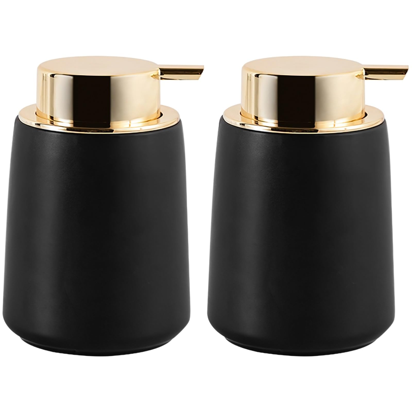 Calolin Foaming Soap Dispenser Black, Ceramic Foam Soap Dispenser with Gold Pump, 360 ml Capacity, 2 Pack, Matte Black Bathroom Decor