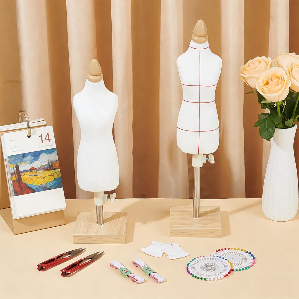 OLYCRAFT 2 juegos de maniquí para muñeca mini maniquí femenino para exposición vestidos maniquíes para sastres maniquíes mini para faldas y pantalones con regla agujas para crear modelos y drapeado