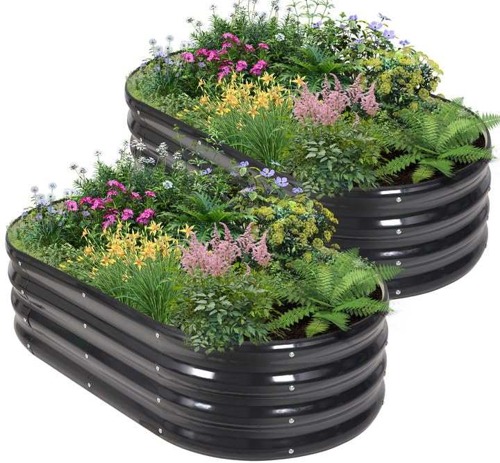 BIRDSINYARD Galvanized Raised Garden Bed 4x2x1ft 2-pack
