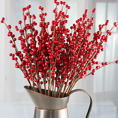 Factory Direct Craft Package of 24 Rich Red Artificial Berry Stems | 22