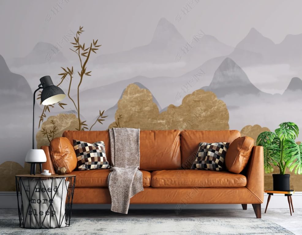 Papier peint intissé salon feuille d'or décoration murale chambre 250x175 - 3
