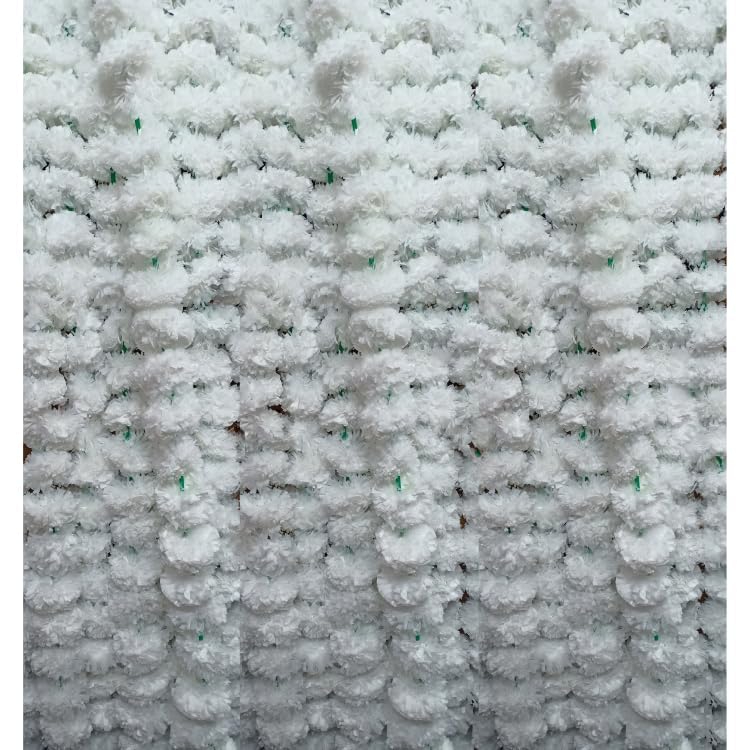 Image of Artificial Marigold Flowers | Genda Phool for Decoration | Genda Phool Mala | Marigold Garland (5 Pieces) (White)