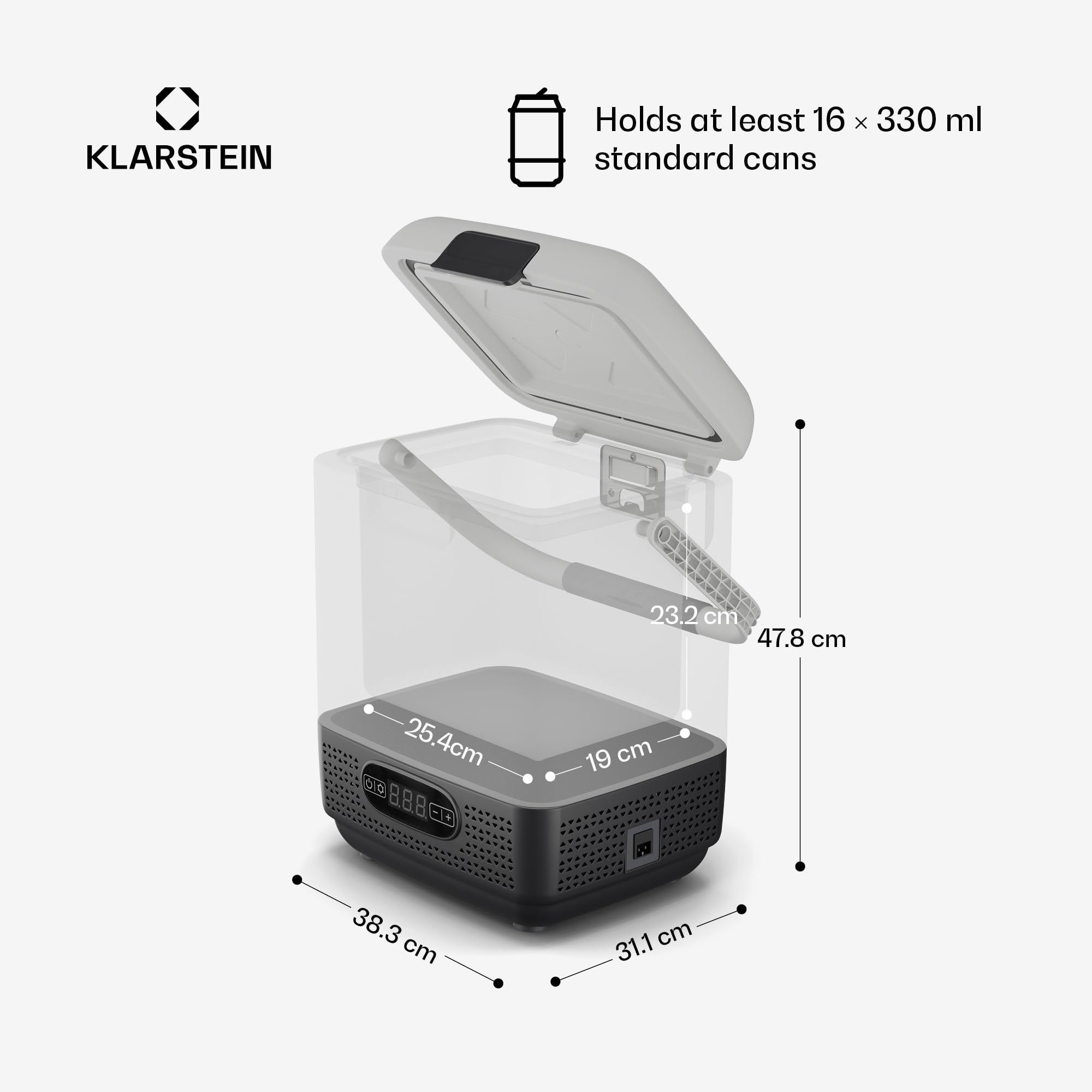 Klarstein SwiftFrost 12-litrowa lodówka turystyczna – Przenośna elektryczna lodówka z kompresorem, Dual Power (12V/230V), -20°C do 20°C, Tryby ECO i MAX, Idealna na kemping, Zamrażarka