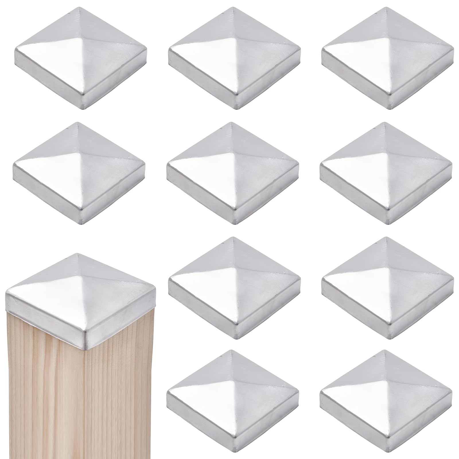 Tappi Per Pali Di Recinzione 10x10 Cm - Set 10 Pezzi Con 20 Viti - Nero, Plastica Resistente - Per Pali Legno, Terrazza